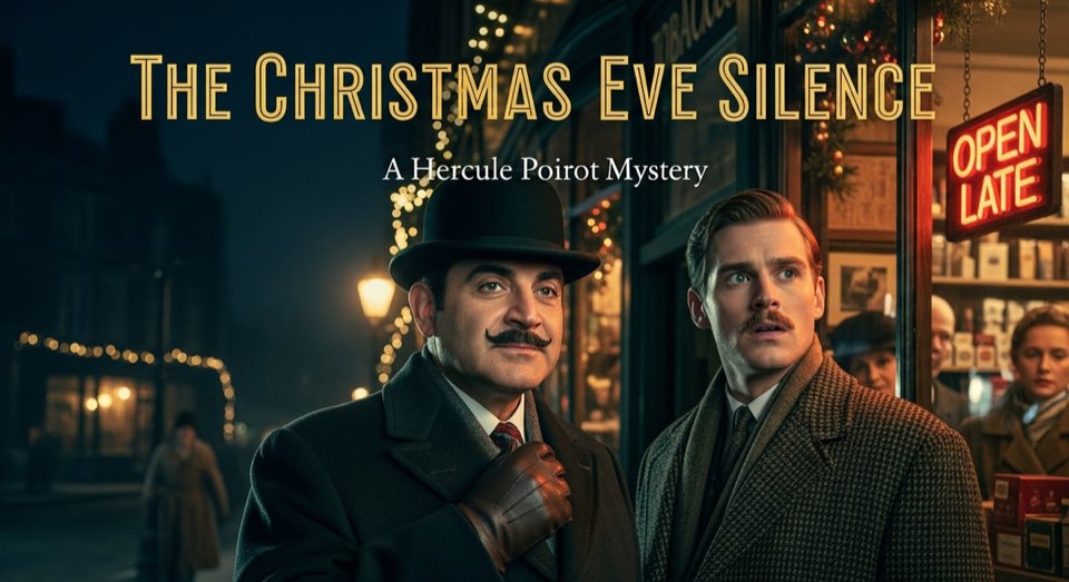 Cover illustration for Poirot: The Christmas Eve Silence