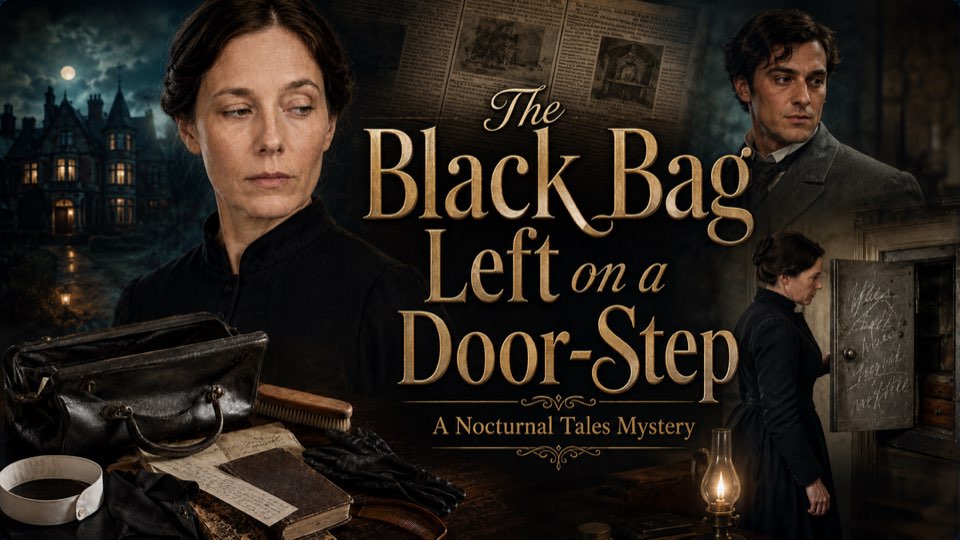 Cover illustration for The Black Bag Left on a Door-Step